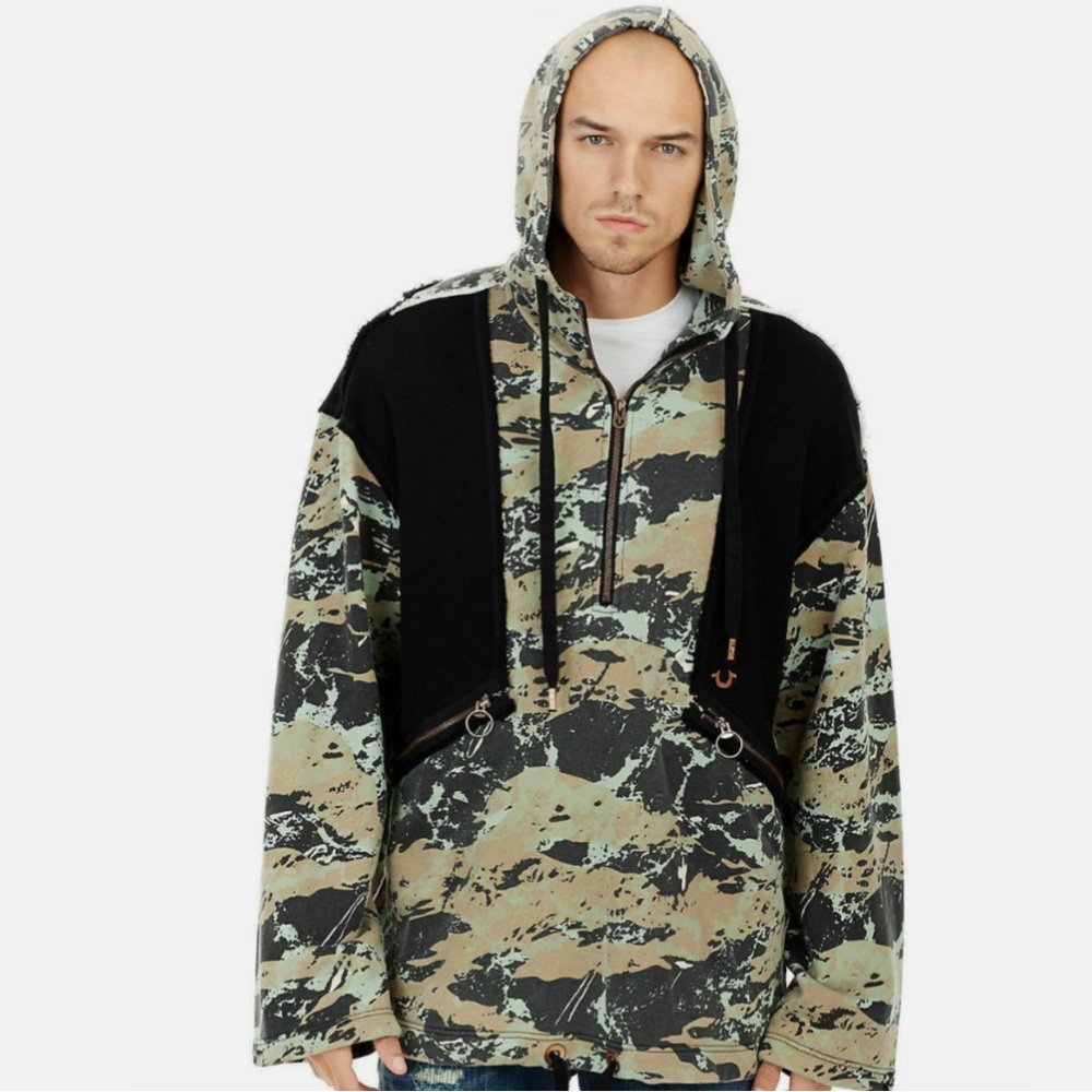 True Religion Camouflage and Black Hoodie Set